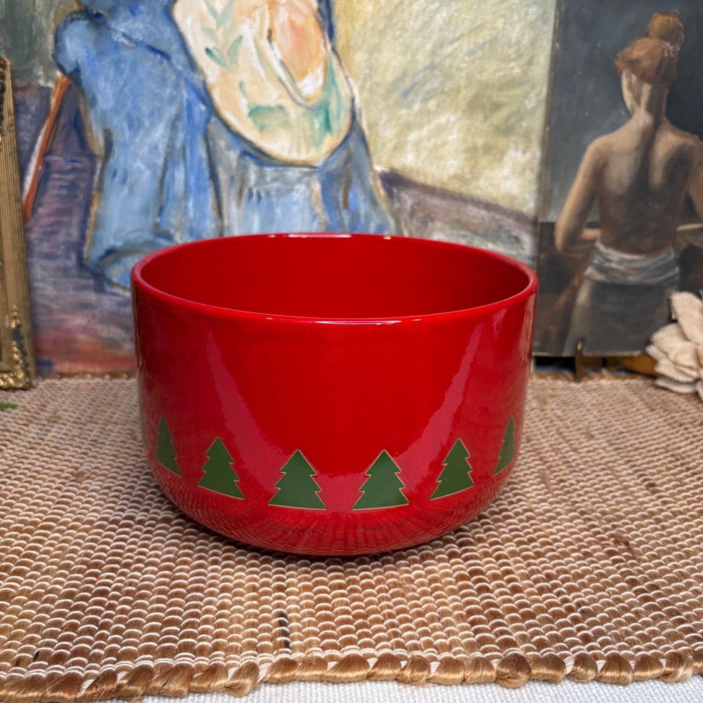 Vintage Waechtersbach Germany Red Green Christmas Tree 8.25" Salad Bowl